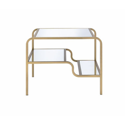 Harith Astrid End Table, Mirrored & Gold Finish