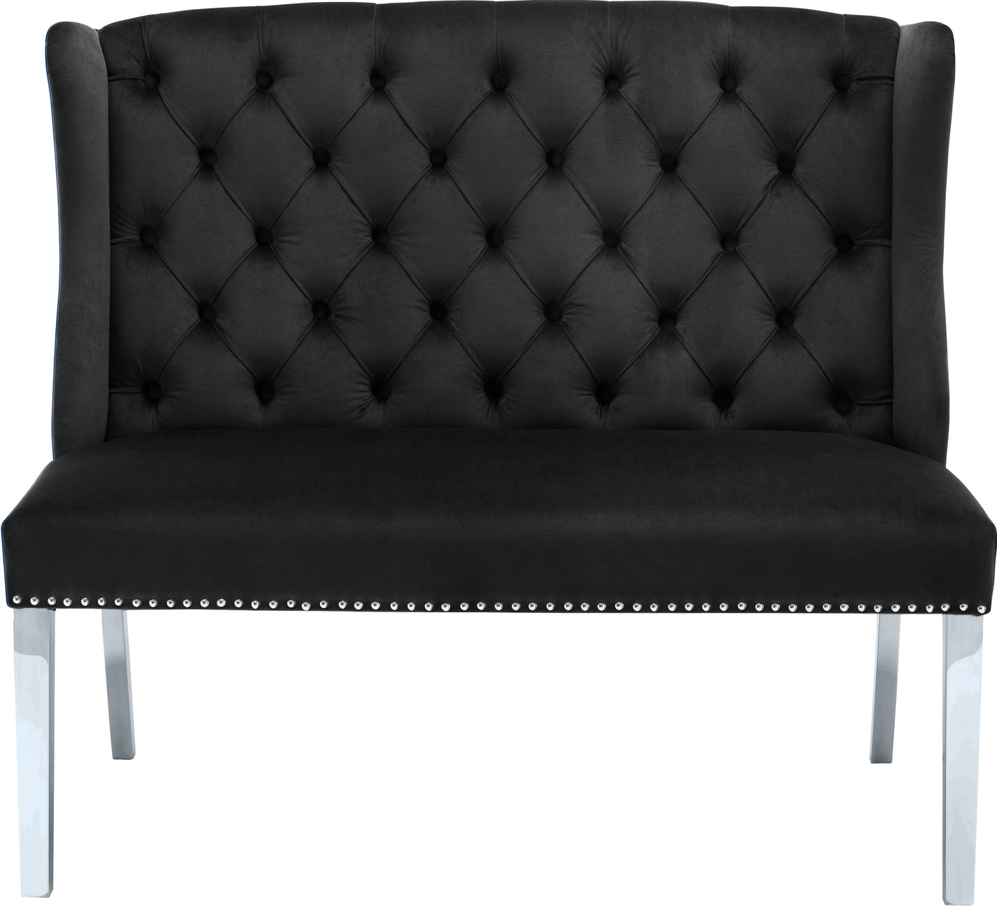 aria black velvet settee bench black