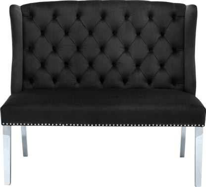 Aria Black Velvet Settee Bench Black