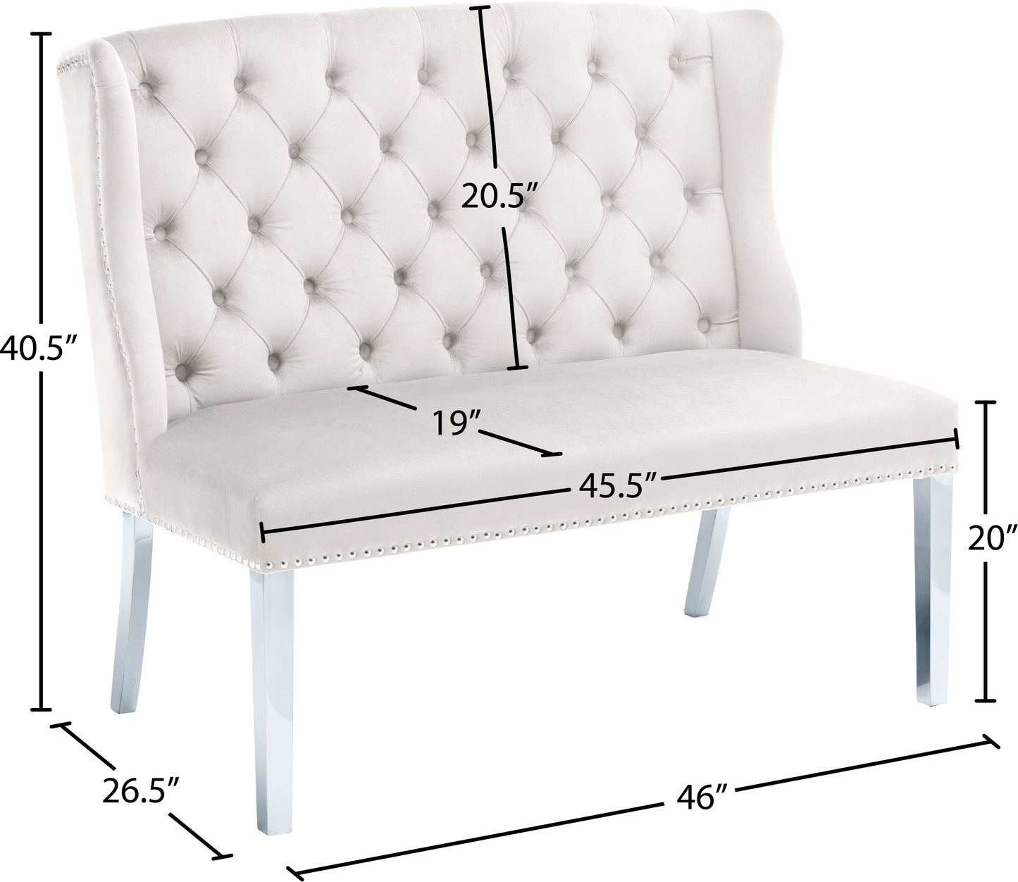 aria cream velvet settee bench cream