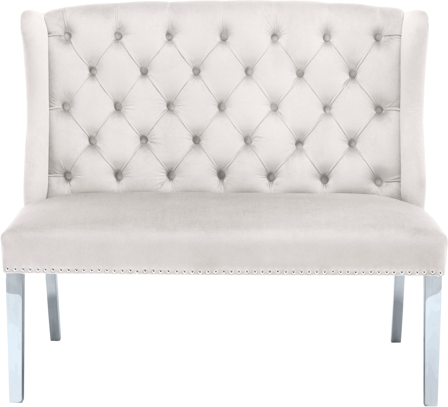 aria cream velvet settee bench cream