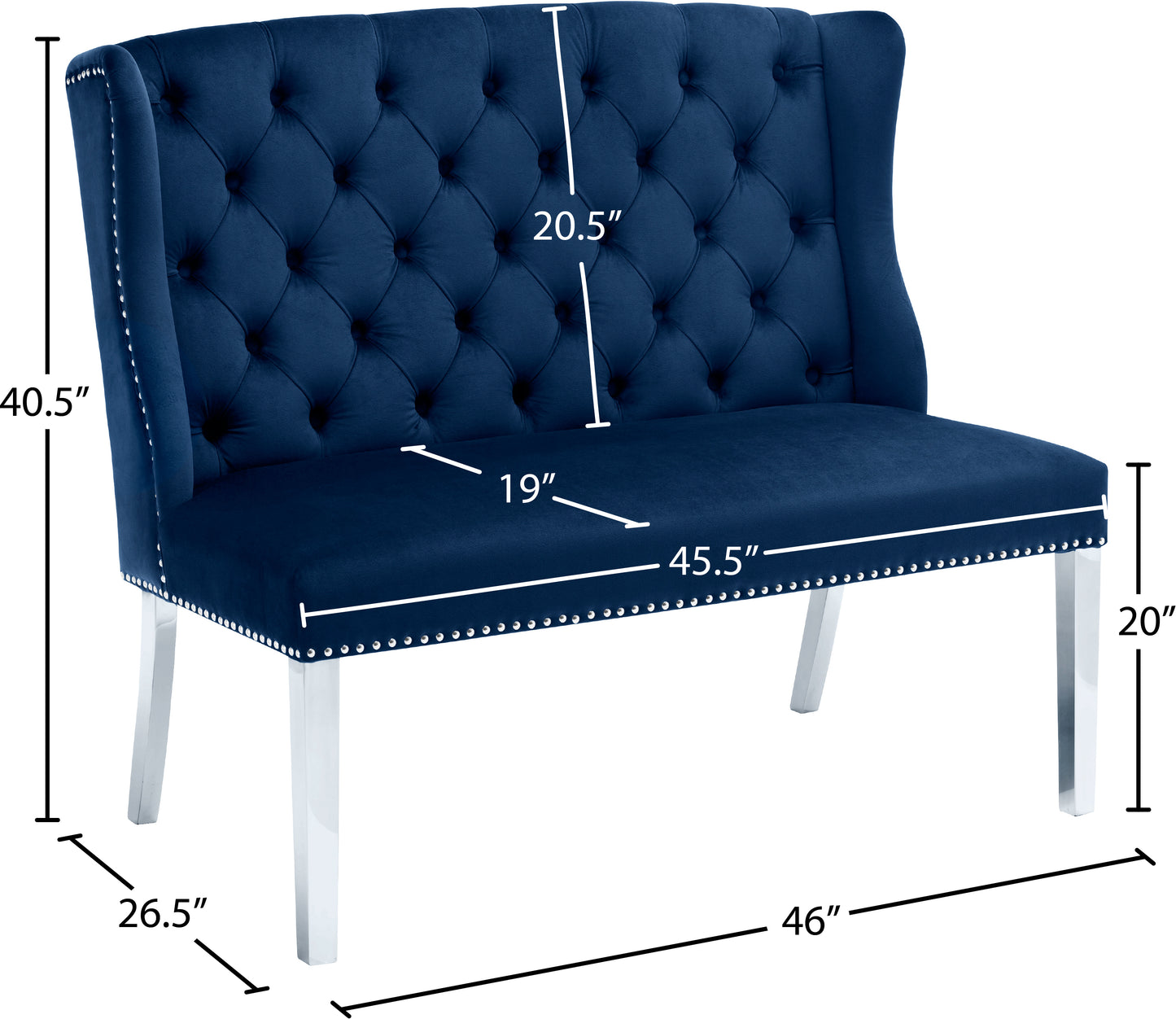 aria navy velvet settee bench navy