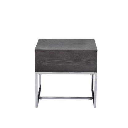 Hartman End Table, Gray Oak & Chrome Finish