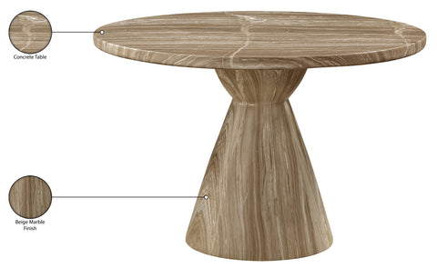 Laurel 43.5" Beige Concrete Indoor/Outdoor Dining Table, 1 Piece