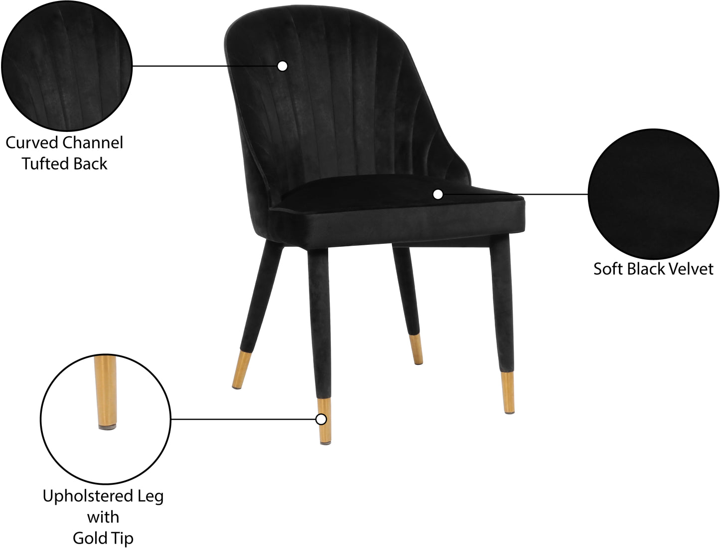 maui black velvet dining chair c