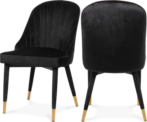 Quinn Black Velvet Upholstered Dining Chair, 2-Piece (Style 2)