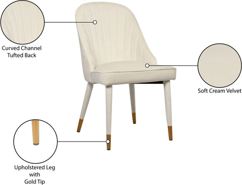 Maui Cream Velvet Dining Chair C