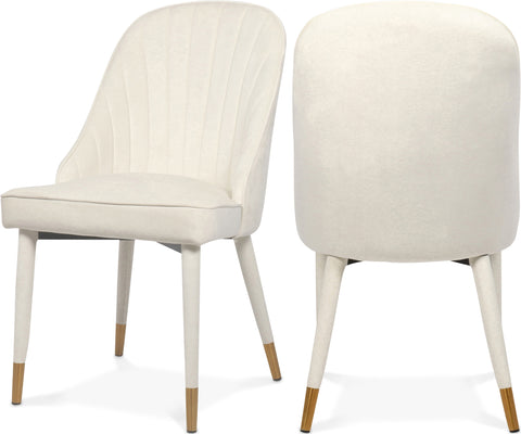 Quinn Cream Velvet Upholstered Dining Chair, 2-Piece