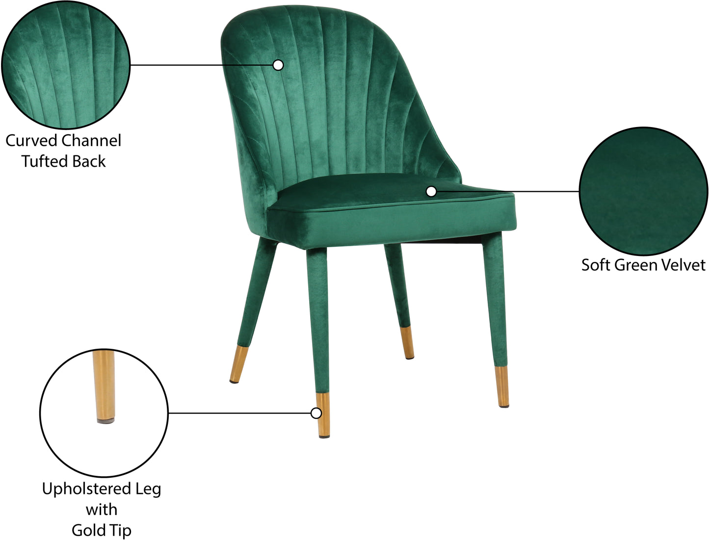 maui green velvet dining chair c