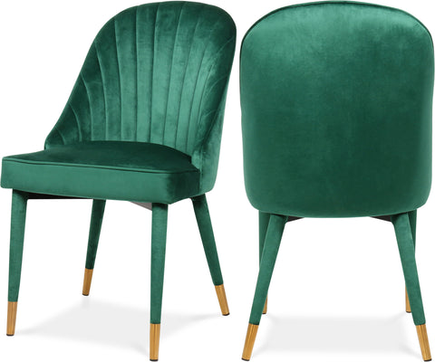 Quinn Green Velvet Upholstered Dining Chair, 2-Piece