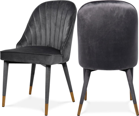 Quinn Grey Velvet Upholstered Dining Chair, 2-Piece (Style 2)