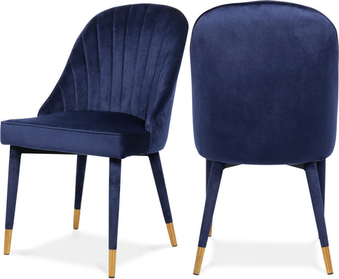 Quinn Navy Velvet Upholstered Dining Chair, 2-Piece (Style 2)