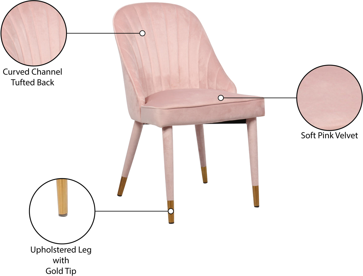 maui pink velvet dining chair c