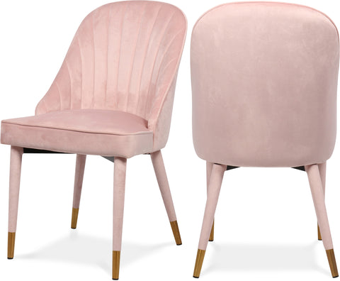 Quinn Pink Velvet Upholstered Dining Chair, 2-Piece