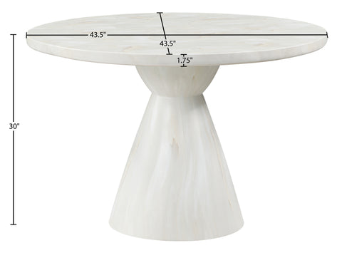 Laurel 43.5" White Concrete Indoor/Outdoor Dining Table, 1 Piece