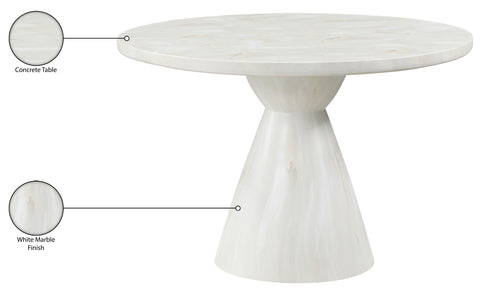 Laurel 43.5" White Concrete Indoor/Outdoor Dining Table, 1 Piece