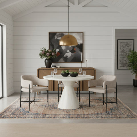 Laurel 43.5" White Concrete Indoor/Outdoor Dining Table, 1 Piece