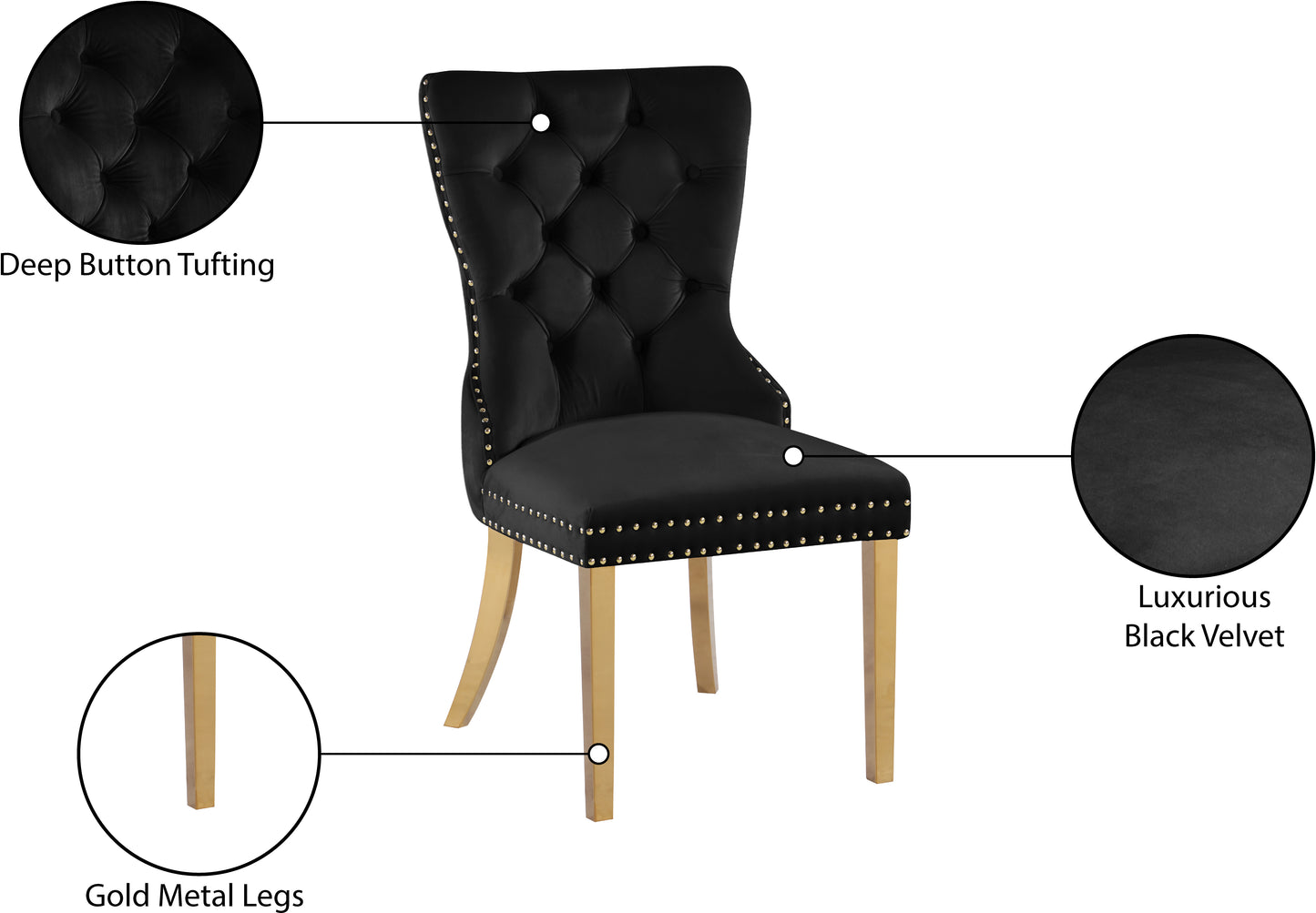 xoxo black velvet dining chairs c