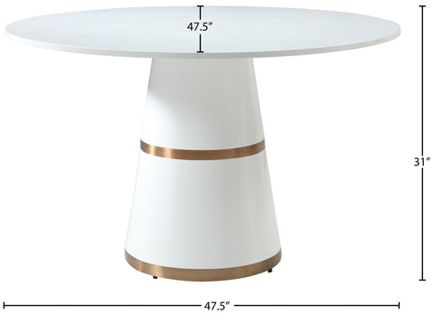 Jessa 47.5" White Lacquer Finish Dining Table, 1 Piece