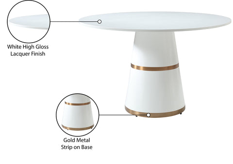 Jessa 47.5" White Lacquer Finish Dining Table, 1 Piece