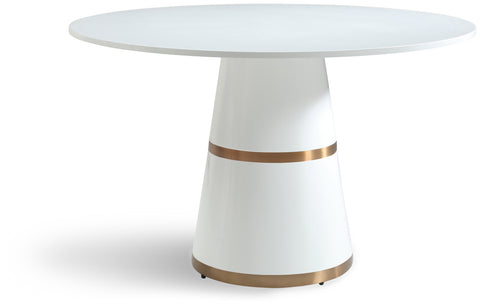 Jessa 47.5" White Lacquer Finish Dining Table, 1 Piece