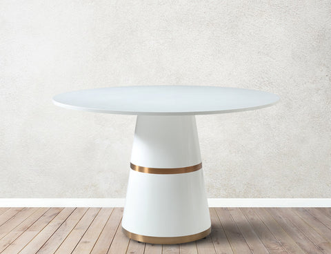 Jessa 47.5" White Lacquer Finish Dining Table, 1 Piece