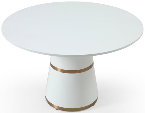 Jessa 47.5" White Lacquer Finish Dining Table, 1 Piece