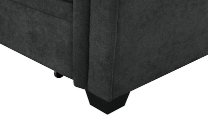 Haris Dark Gray Woven Fabric Sleeper Sectional Sofa Chaise with USB Charger and Tablet Pocket