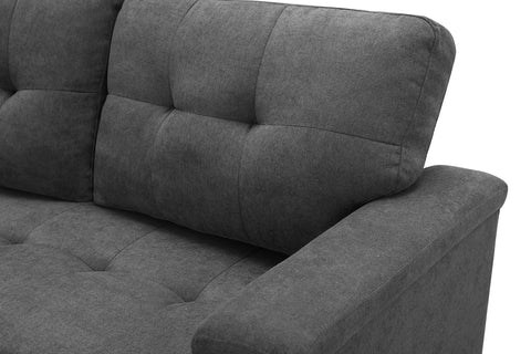 Henrik Gray Woven Fabric Sleeper Sectional Sofa Chaise with USB Charger and Tablet Pocket