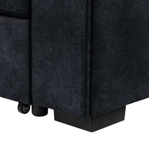 Selene Gray Woven Fabric Reversible Sleeper Sectional Sofa with Storage Chaise Cup Holder Charging Ports and Pockets