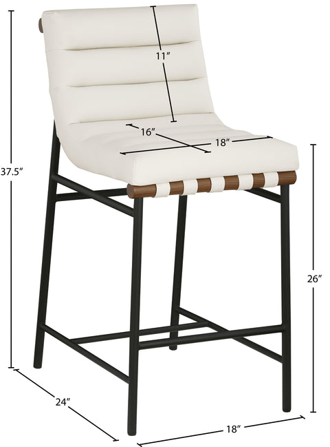Lennox Cream Vegan Leather Upholstered Counter Stool, 1 Piece