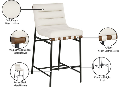Lennox Cream Vegan Leather Upholstered Counter Stool, 1 Piece