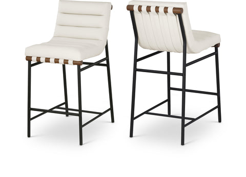 Lennox Cream Vegan Leather Upholstered Counter Stool, 1 Piece