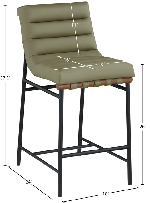 Lennox Green Vegan Leather Upholstered Counter Stool, 1 Piece