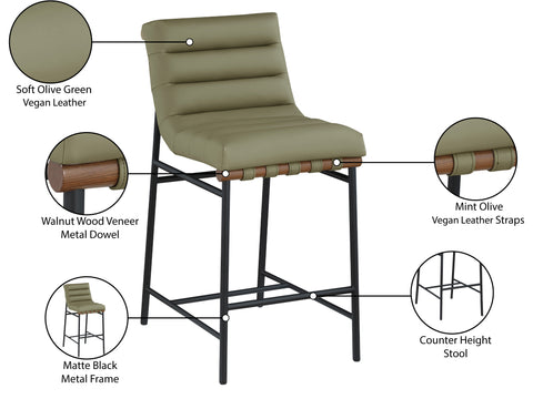 Lennox Green Vegan Leather Upholstered Counter Stool, 1 Piece