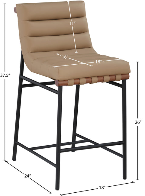 Lennox Tan Vegan Leather Upholstered Counter Stool, 1 Piece