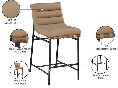 Lennox Tan Vegan Leather Upholstered Counter Stool, 1 Piece