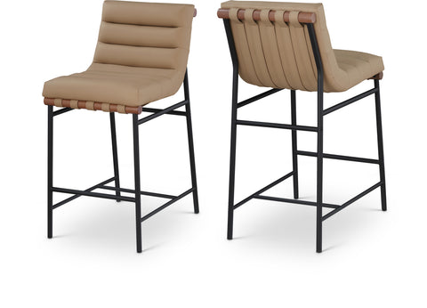 Lennox Tan Vegan Leather Upholstered Counter Stool, 1 Piece