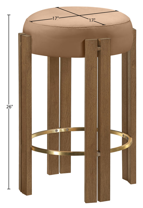 Nova Cognac Vegan Leather Upholstered Counter Stool, 1 Piece (Style 2)