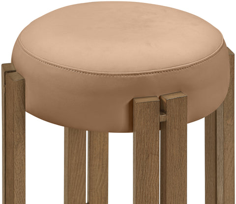 Nova Cognac Vegan Leather Upholstered Counter Stool, 1 Piece (Style 2)