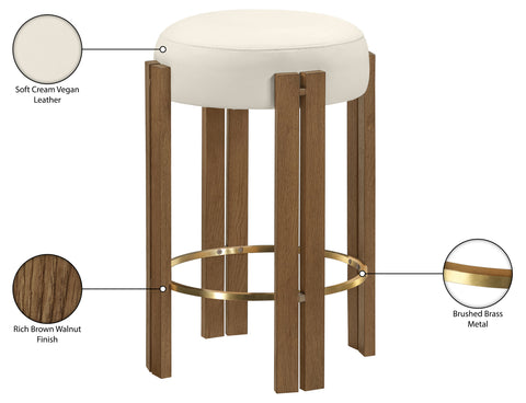 Nova Cream Vegan Leather Upholstered Counter Stool, 1 Piece (Style 2)