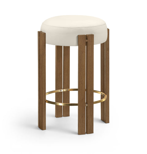 Nova Cream Vegan Leather Upholstered Counter Stool, 1 Piece (Style 2)