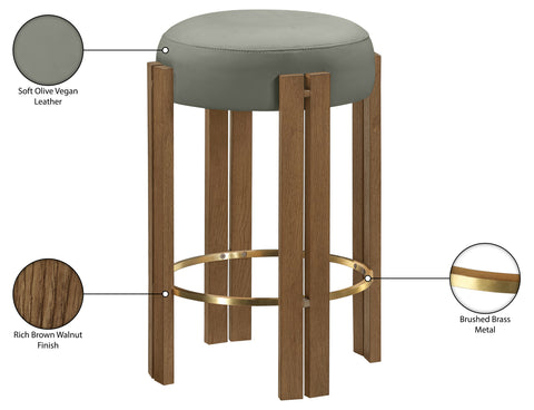 Nova Olive Vegan Leather Upholstered Counter Stool, 1 Piece