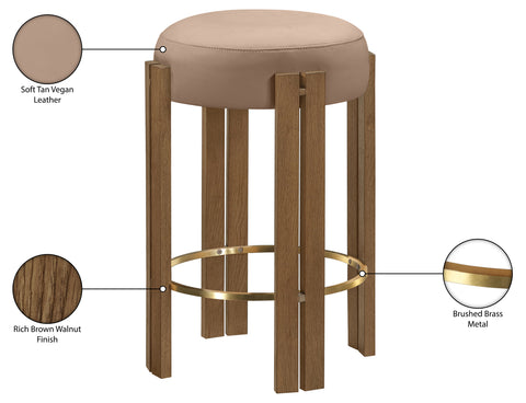 Nova Tan Vegan Leather Upholstered Counter Stool, 1 Piece (Style 2)