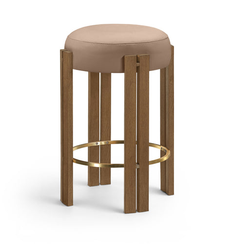 Nova Tan Vegan Leather Upholstered Counter Stool, 1 Piece (Style 2)