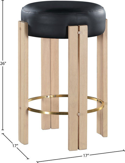 Nova Black Vegan Leather Upholstered Counter Stool, 1 Piece (Style 2)