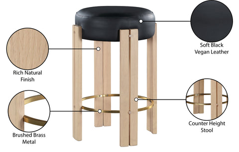 Nova Black Vegan Leather Upholstered Counter Stool, 1 Piece (Style 2)