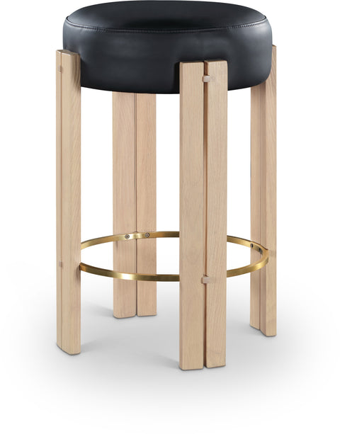 Nova Black Vegan Leather Upholstered Counter Stool, 1 Piece (Style 2)