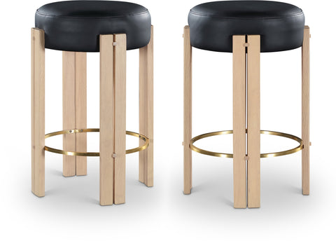 Nova Black Vegan Leather Upholstered Counter Stool, 1 Piece (Style 2)