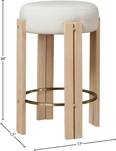 Nova Cream Vegan Leather Upholstered Counter Stool, 1 Piece (Style 3)